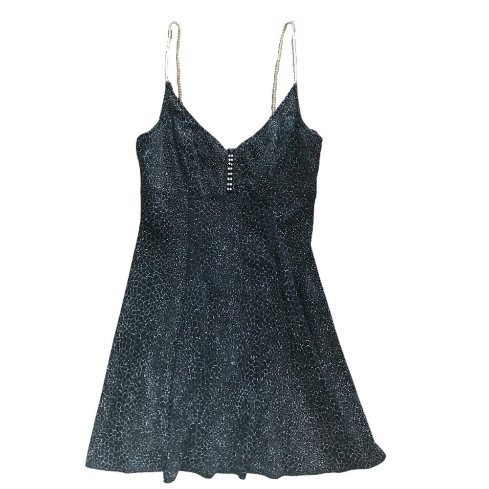 Betsy & Adam Black Sequence/Jeweled Evening Gown